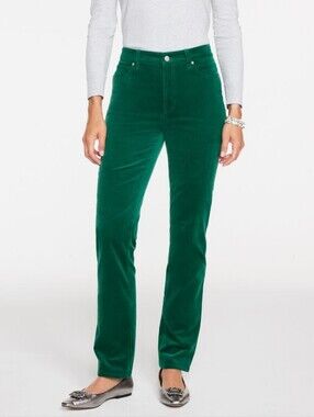 Talbots Green Straight Leg Stretch Corduroy Pants Sz 8
